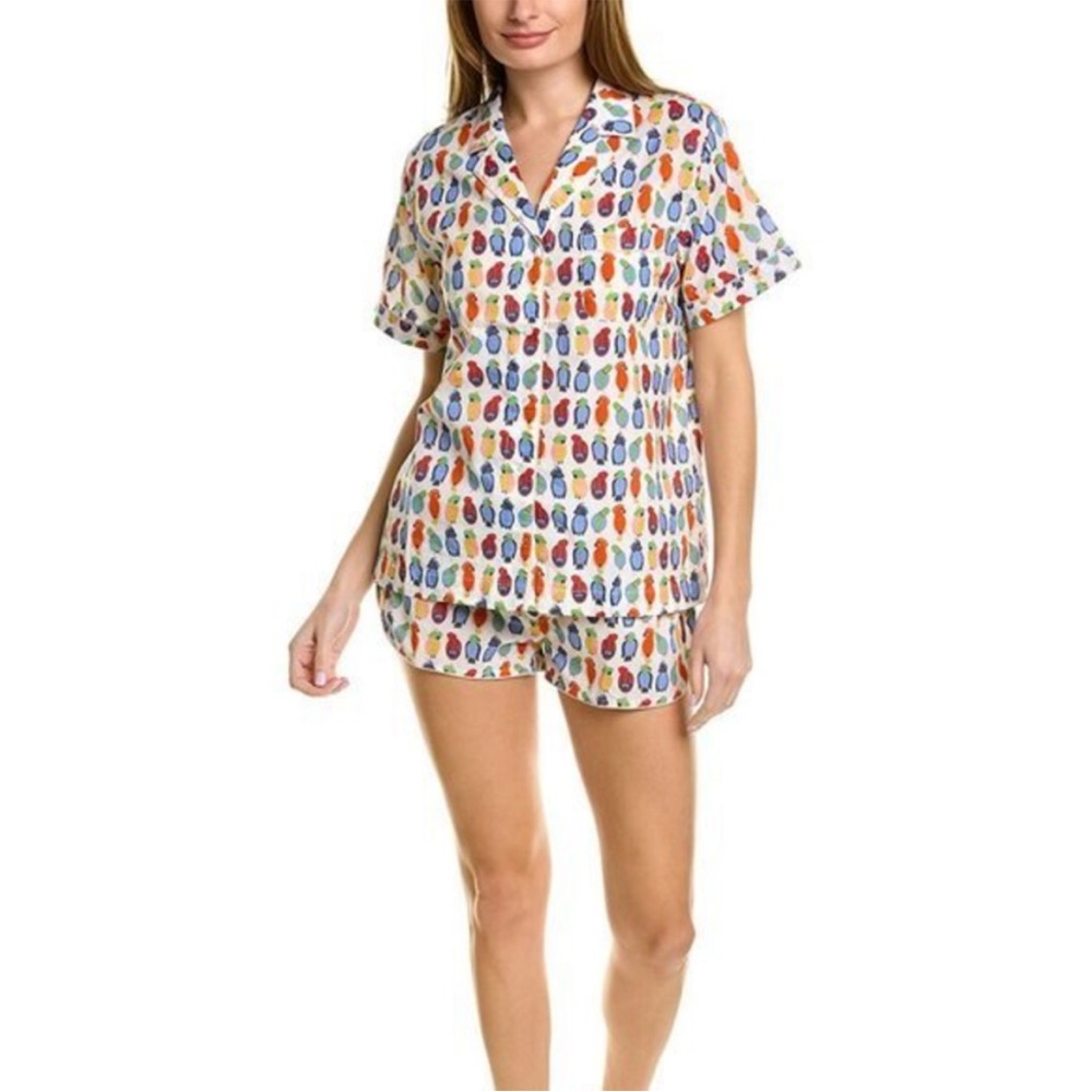 Roller Rabbit Rare "Says Who" Parrot Lulu Cotton Short Pajamas XS‎